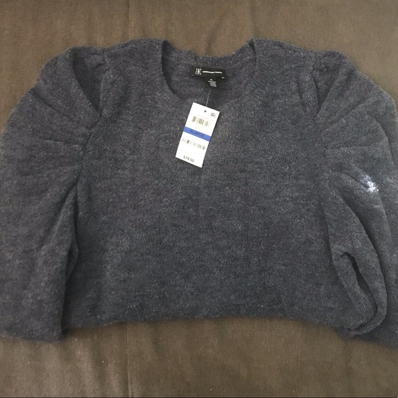 INC International Concepts NWT Puffy Sleeve Glitz DC Sweater in Inkberry Sz XL - Picture 4 of 10